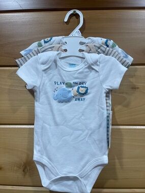 Unbranded Baby Boys' White Play the Day One-Piece Bodysuit (3-Pack)